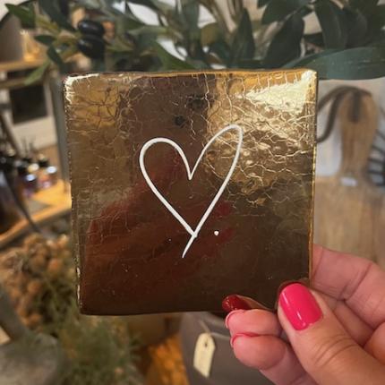 Tegeltje Hart goud creme