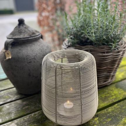 Windlicht zandkleur matt 25cm
