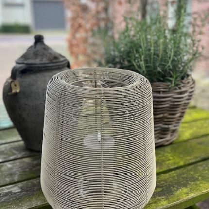 Windlicht zandkleur matt 29cm