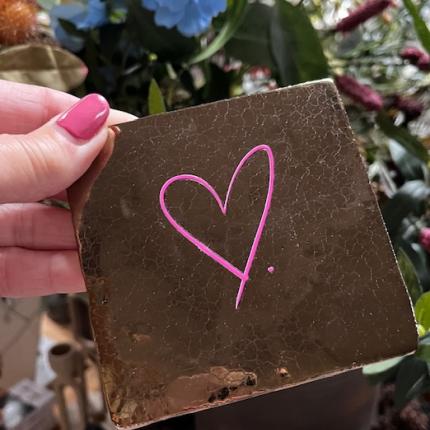 Tegeltje Hart goud roze