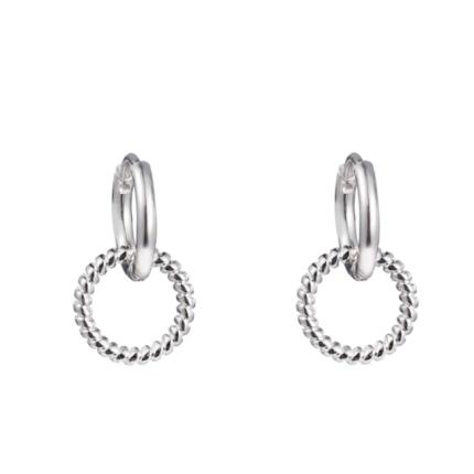 Oorbellen Twisted Circle zilver E2786-1