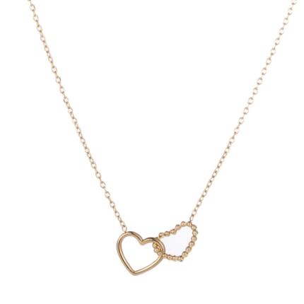 Ketting dubbel hart goud N3298-2