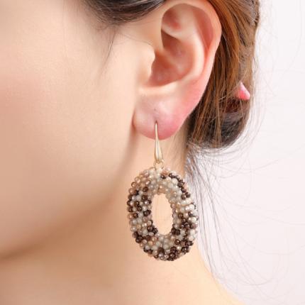 Oorbellen Full on beads ovaal Mocca E3509-18