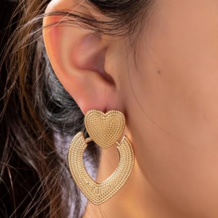 Oorbellen Dangling heart goud E3766-2