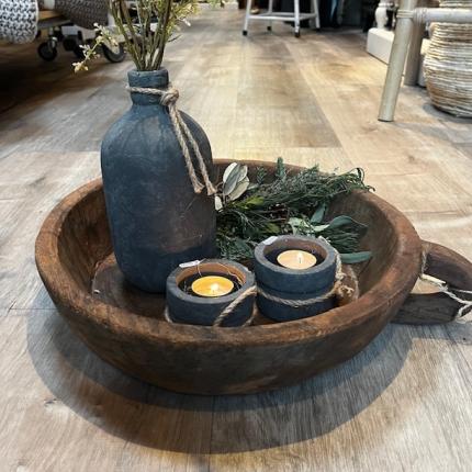 Houten schaal met handvat