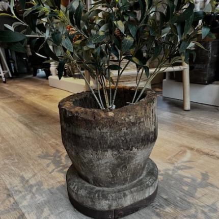 Stoere houten pot 25cm hoog