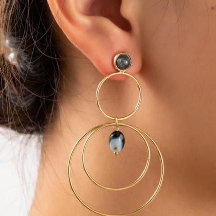 Oorbellen Inner Circle E3885 goud zwart