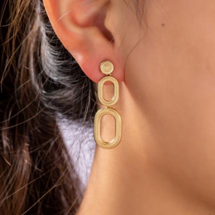 Oorbellen double drop E3765-2 goud