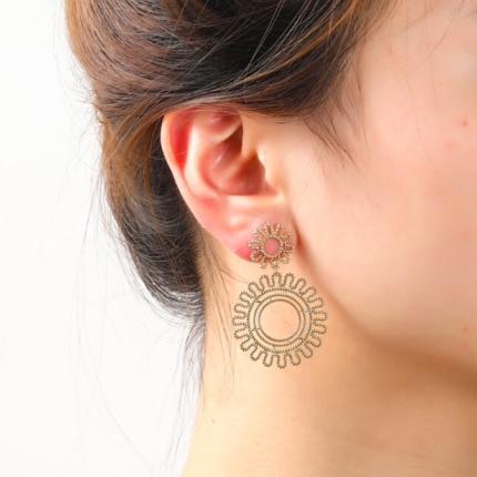 Oorbellen bloem cirkel goud E4911-2