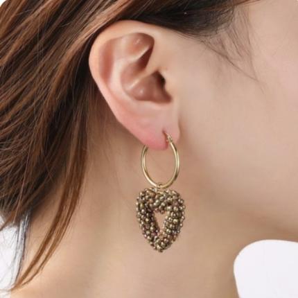 Oorbellen Hearts Dangle Hoop bruin E4564-2