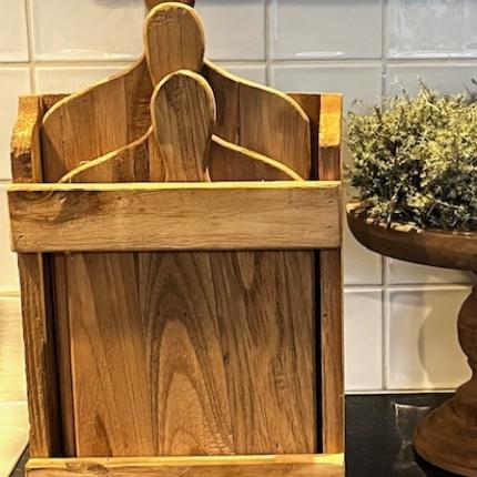 Houten snijplanken set in houder