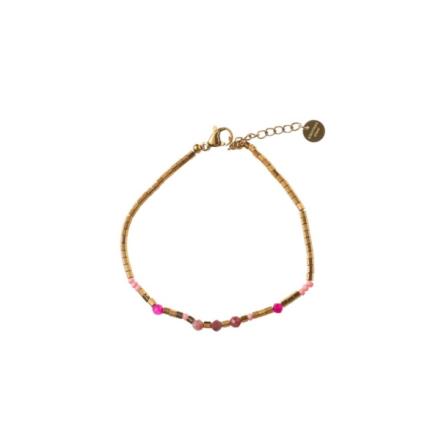 Armband Tube beads roze B5289-1