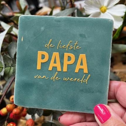 Tegeltje de liefste papa blauw geel