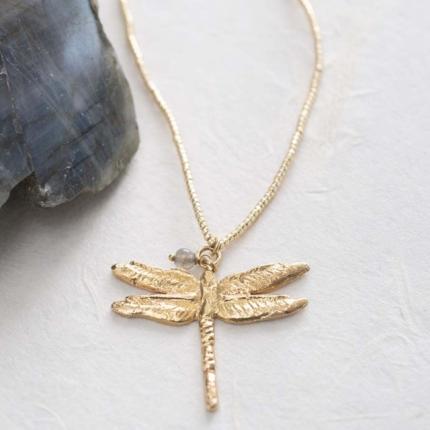 Ketting Paradise Libelle  Labradoriet Goudkleurige  BL30141