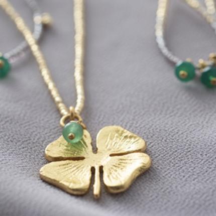 Ketting klaver Paradise Aventurine Gold BL 30143