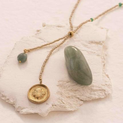 Ketting Purpose Aventurijn Goudkleurige met klaversymbool