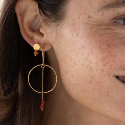 Oorbellen talent Carnelian goud