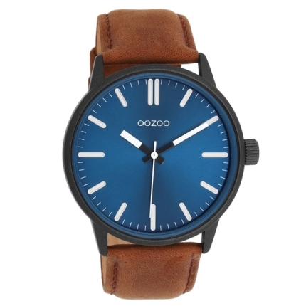 Herenhorloge Oozoo C11401 zwart met bruin leren band