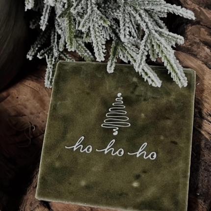 Tegeltje kerstboom hohoho olijf crem 