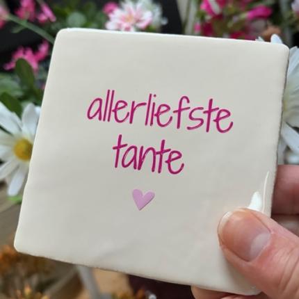 Tegeltje allerliefste tante creme roze