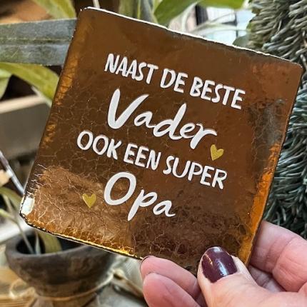 Tegeltje naast de beste vader goud creme