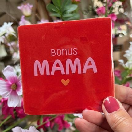 Tegeltje Bonusmama rood roze